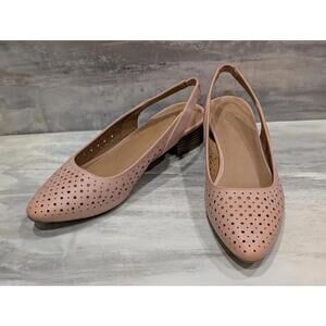 White Mountain Women's Pink Perforated Slingback Flats Sz 8M
